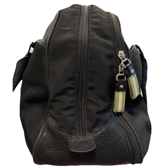 Vintage Cole Haan Black Leather Green White Strap Travel Overnight Gym‎ Bag - Picture 8 of 10